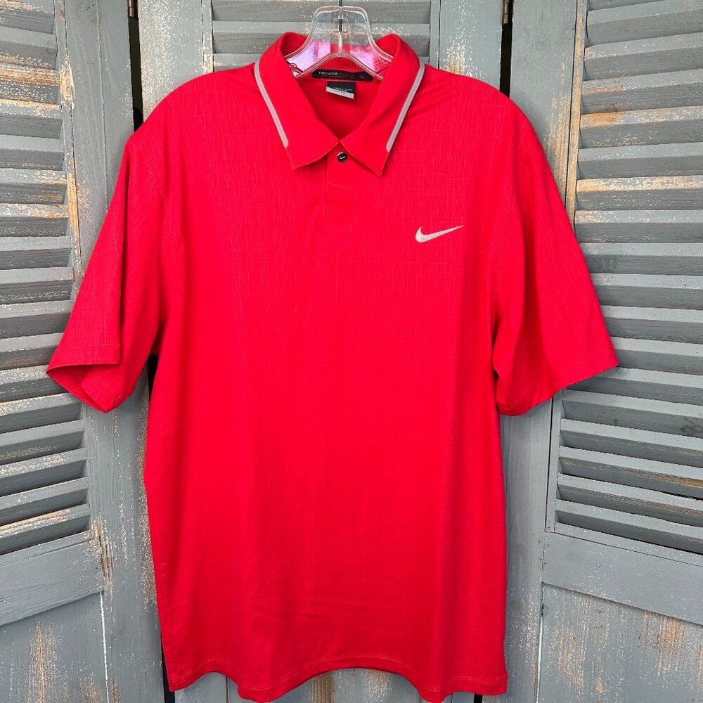 Nike Tiger Woods Collection Dri Fit Golf Polo Shirt Red Sz M NWOT